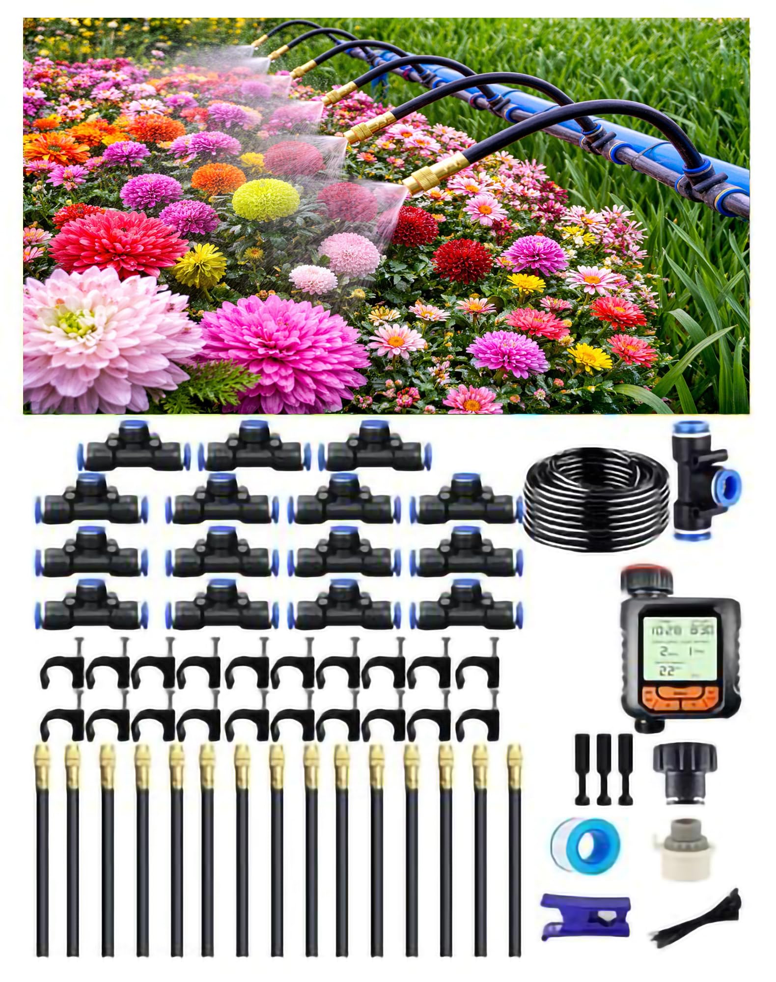 Photo 1 of Drip Irrigation System,Automatic Garden Watering System, 360 Adjustable Mist Sprayer Nozzle, High Volume Water Flow Rotating Sprinkler Head for Garden,Patio,Potted Plants, Fine Misting to Jet Spray