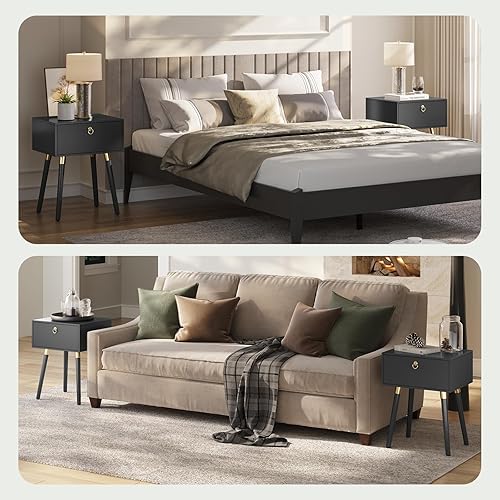 Miniatura 80 de Bme Dinkee - Base de cama de tamaño matrimonial sin cabecera, 15 pulgadas, minimalista y moderna, madera de acacia, 12 listones de madera para