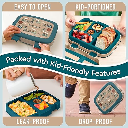 Miniatura 243 de Bentgo Kids Prints - Lonchera para niños, a prueba de derrames, con 5 compartimentos, estilo bento, tamaño de porciones ideales para edades de 3 a 7
