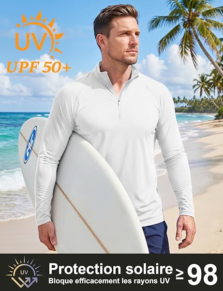 MAGCOMSEN T-Shirt Manches Longues Homme avec 1/4 Zip IDÉAL pour Le Running ET Le Fitness Anti-UV Respirant ET SÉCHAGE Rapide - 4