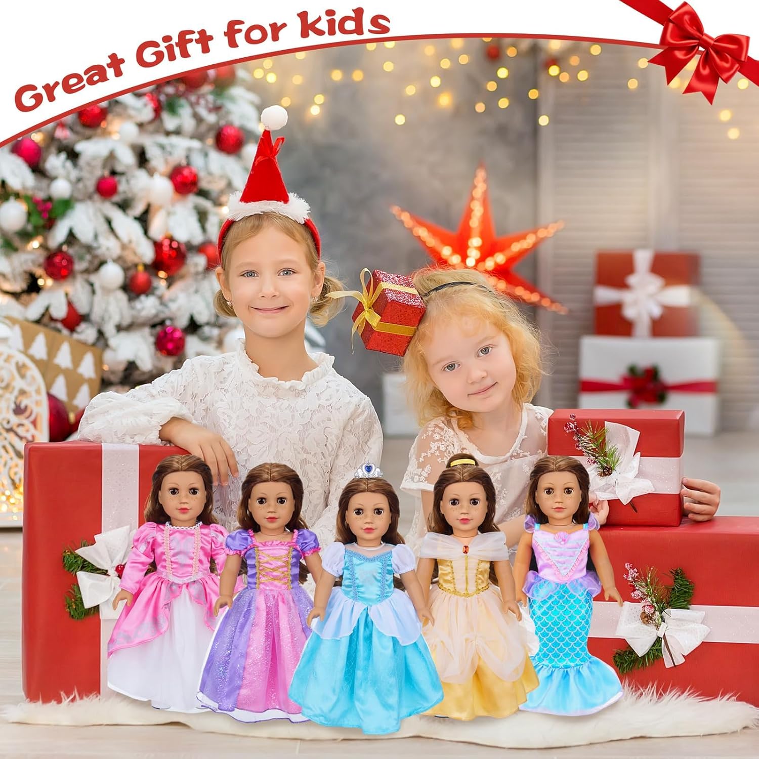 American 18 inch Doll Clothes Accessories - 5Pcs Different Princess Costume Dress American Clothes and Accessories(NO Doll) - Image 8