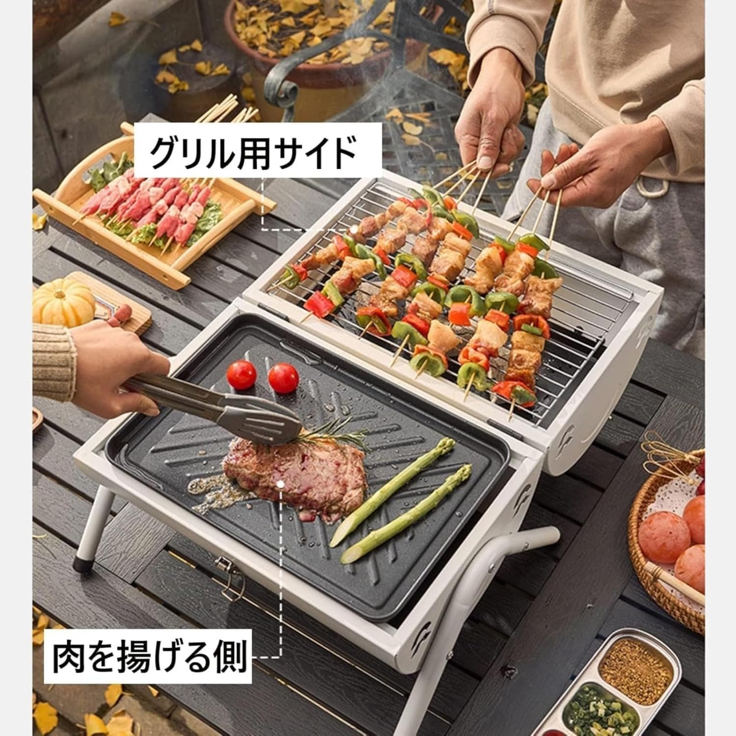 バーベキューコンロ 焚き火台 bbq コンロ 鉄板付き 網付き アウトドア キャンプ 焼き台 軽量 携帯用 焚火台 蒸し焼き 燻製