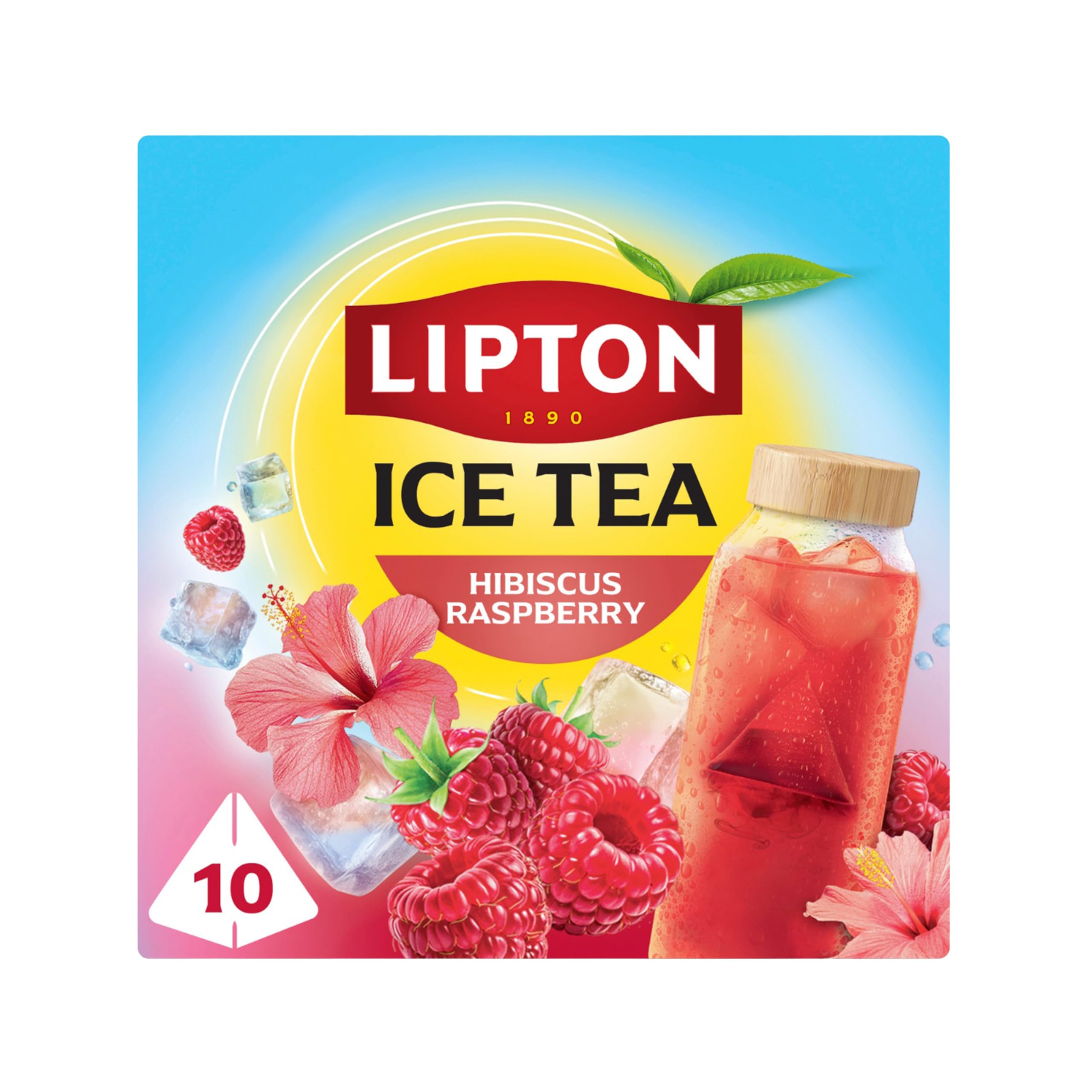 Lipton Ice Tea, Hibiscus Raspberry, 10 pyramid tea bags, Zero Calories, Zero Sugar