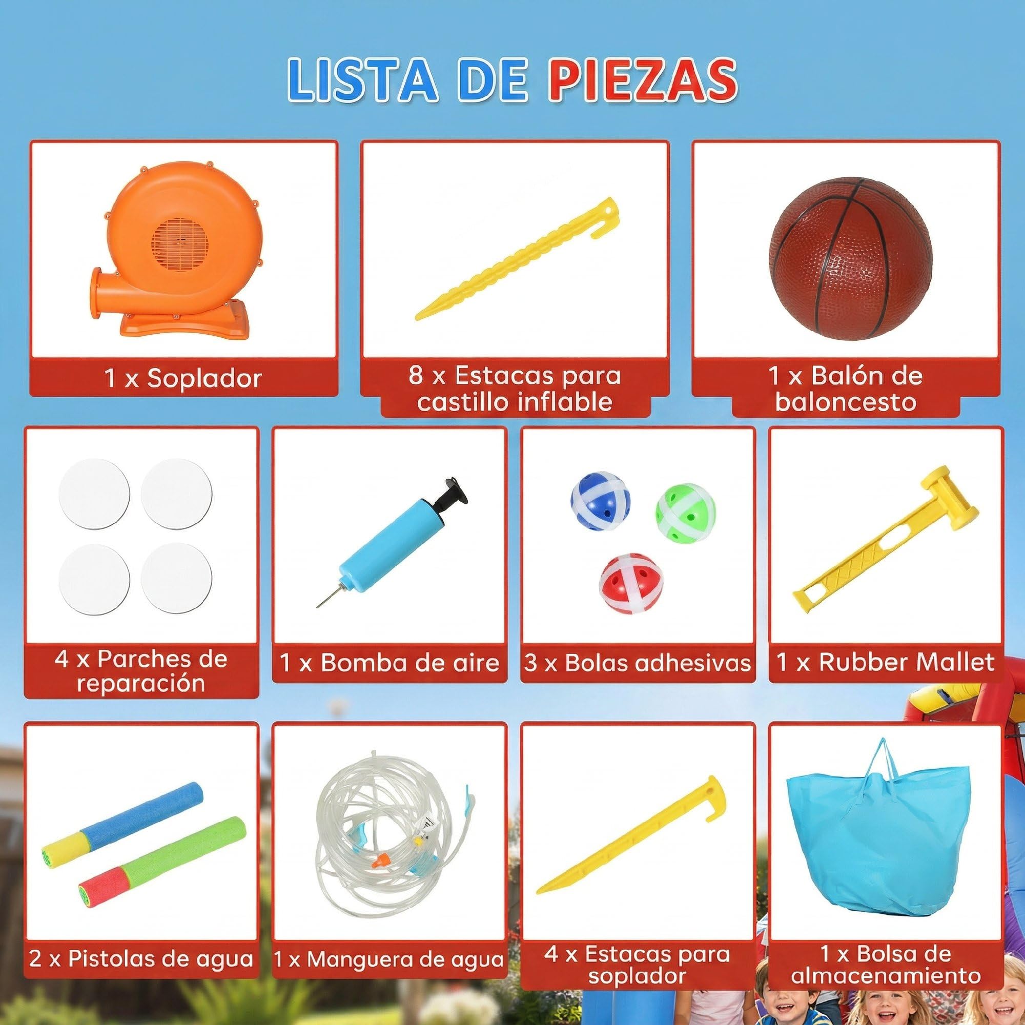 AIYAPLAY Castillo Hinchable Grande Acuático 7 en 1 con Soplador 450W Hinchable para Niños con Tobogán Seco/Agua, Trampolín, Piscina, Canasta, Columna de Boxeo Exterior/Interior 3-8 Años 426x360x198 cm