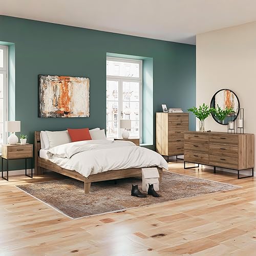 Miniatura 133 de Signature Design by Ashley - Base de cama con plataforma de granja casual Shawburn, tamaño matrimonial, cal desgastada Encalar,Gris (rustic