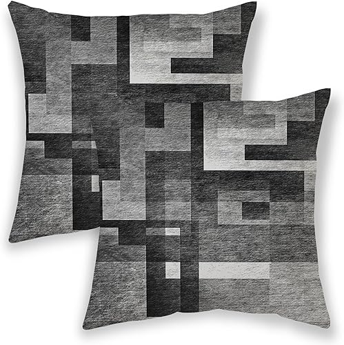 BETGINY Fundas de almohada de 20 x 20 pulgadas, color negro, blanco, gris, almohadas decorativas para exteriores, fundas de cojín decorativas para