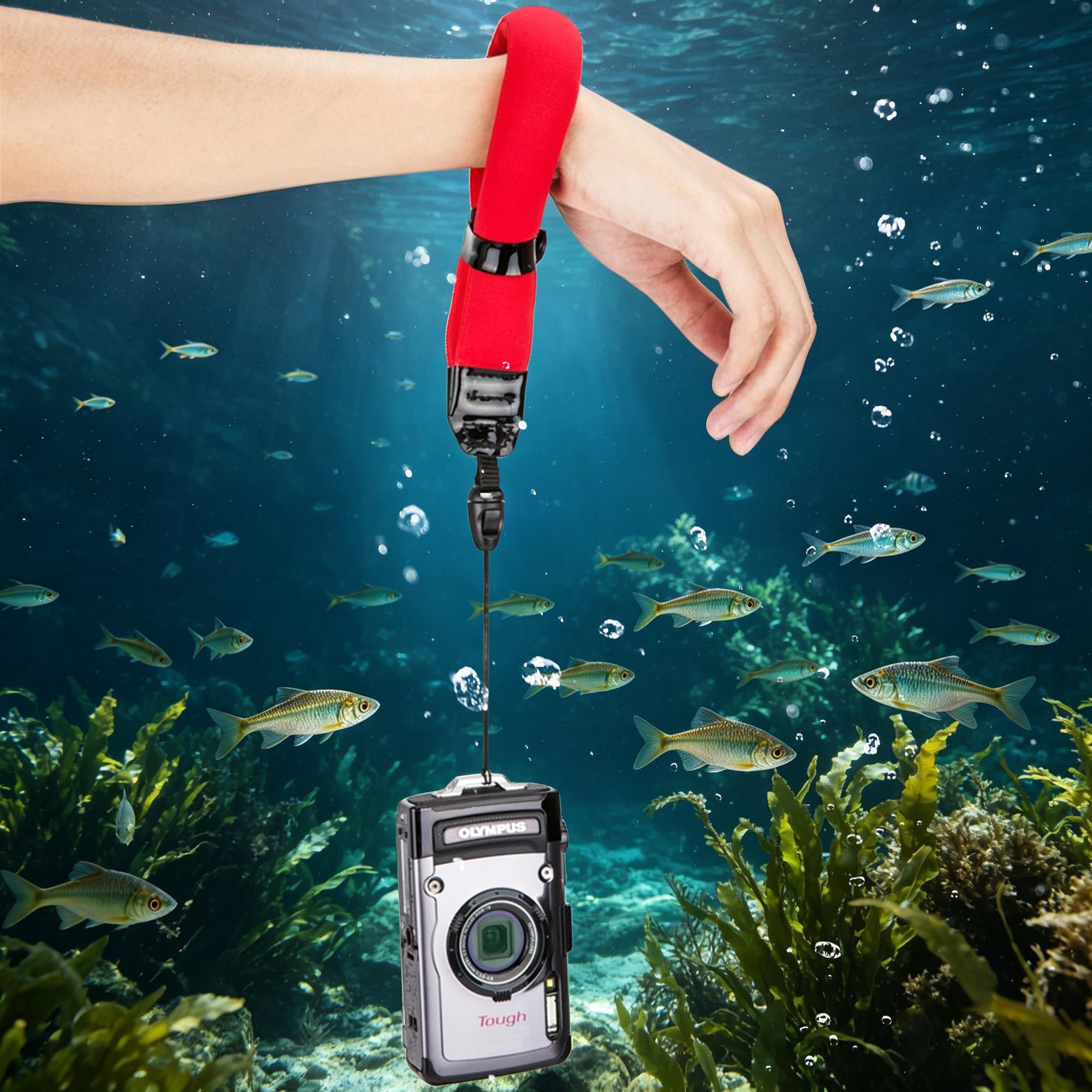 PROfezzion Dragonne Flottante pour Appareil Photo Étanches pour Olympus TG-7 TG-6 TG-5 TG-4 Kodak PIXPRO WPZ2 Fuji Fujifilm XP140 XP130 XP120 XP90 GoPro Hero 13 12 11 10 Nikon W300 W150 AW120 et plus