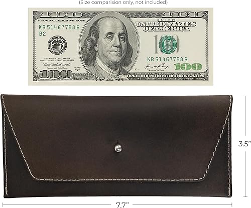 Miniatura 6 de Hide & Drink, Bolsa larga de utilidad hecha a mano de cuero de grano completo, elegante cartera para llevar y almacenar efectivo, monedas, tarjetas,