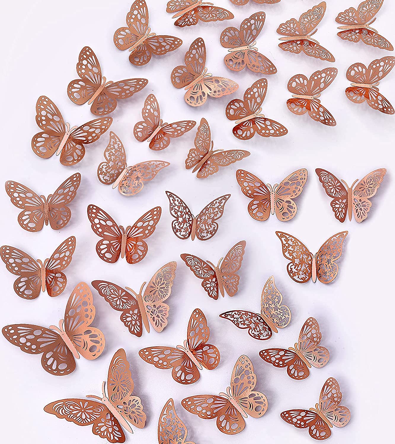 Happy Space - 3D Butterfly Wall Decor (12pc) Shiny Rose Gold Butterflies Wall Stickers 3 Sizes & 3 Cutout-Carved Design Butterfly Wall Decals DIY Butterfly Decorative Sticker (B09YTY5X98) Amazon Price History, Amazon Price Tracker