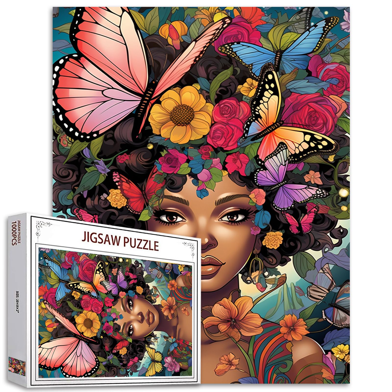 Tucocoo Watercolor Girl Jigsaw Puzzles for Adults 1000 Pieces, Koi Fish Blue Ocean Abstract Art Jigsaw Puzzle Colorful DIY Handwork Puzzles for Home Decoration, Family Puzzle Perfect for Game Nights — view 22