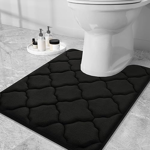 Miniatura 3 de OLANLY Alfombra de baño de espuma viscoelástica e inodoro en forma de U, tamaño 24 x 16 pulgadas y alfombra de inodoro de 24 x 20 pulgadas, color