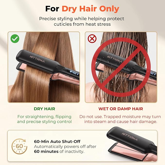 Plancha para cabello HITTIONA 1.75" placas anchas miniatura 9
