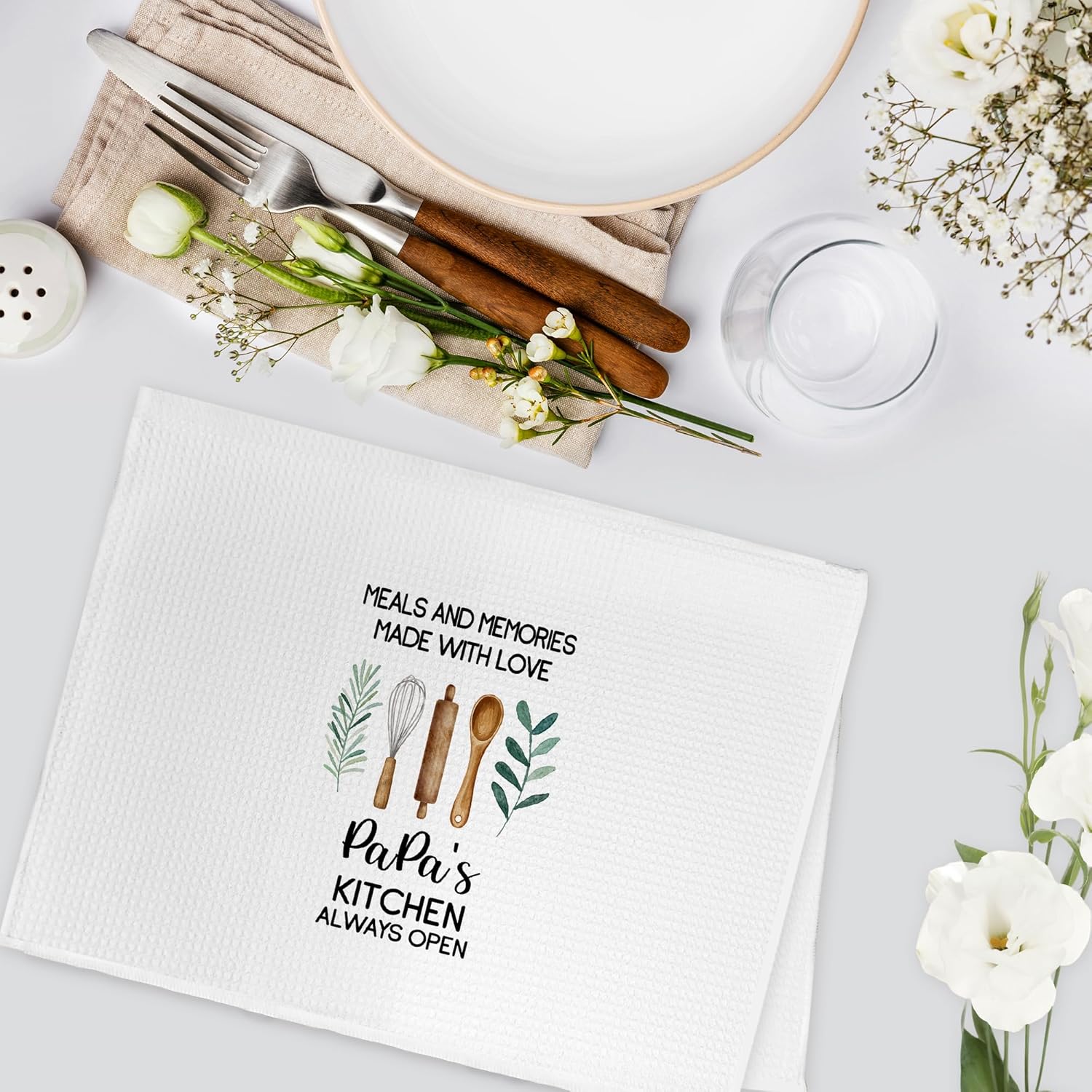 Papa Gifts Kitchen Towels, Gifts for Papa from Grandkids, Fathers Day Birthday Gifts for Grandpa, Grandfather Gifts for Christmas, Grandfather Hand Dish Tea Towel for Kitchen Decor,16x24 Inch - Image 3