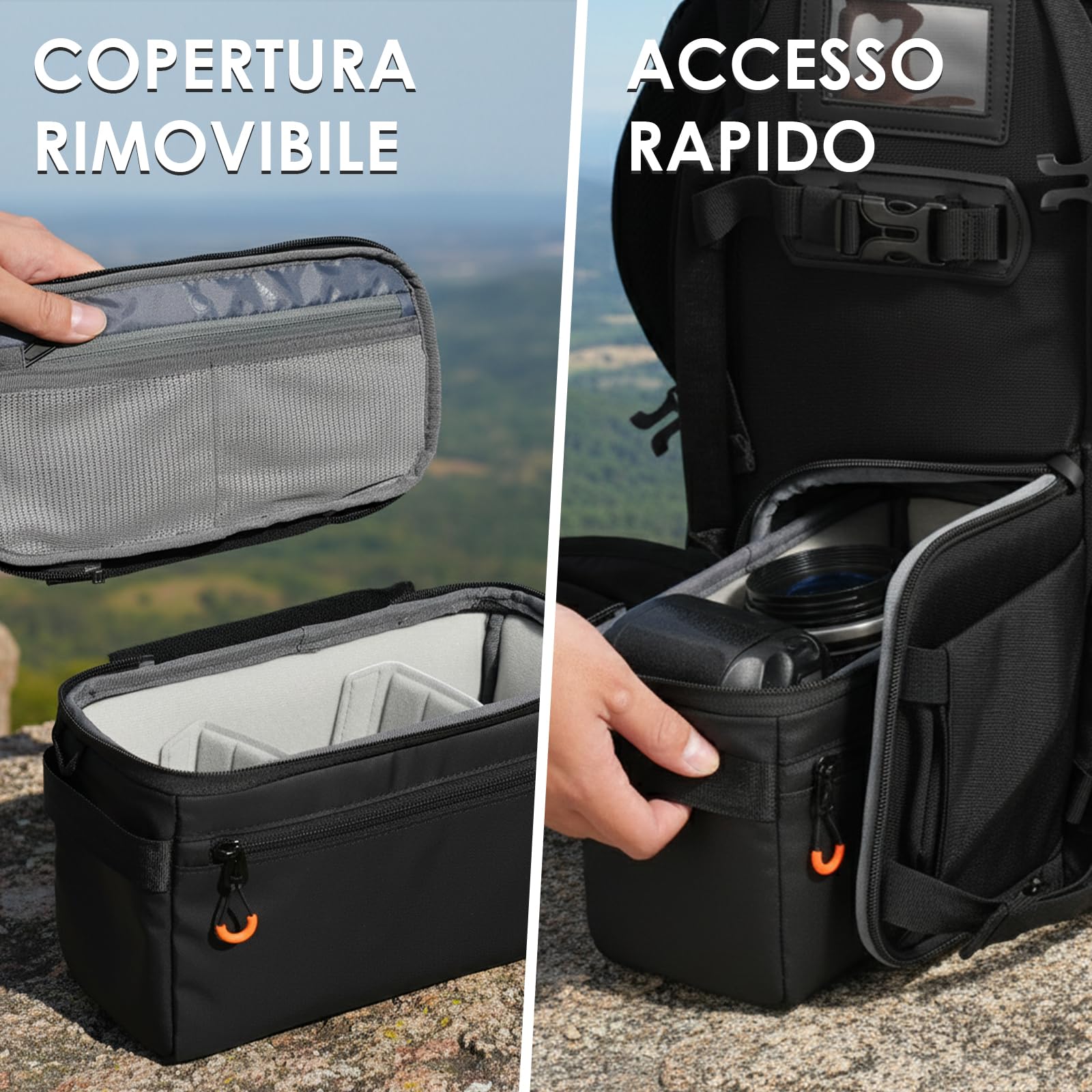 TARION Inserto Fotografico Borsa Fotografica: Inserto Macchina Fotografica per Zaino Borsa Reflex Professionale per obiettivi DSLR ShellCore(XS)