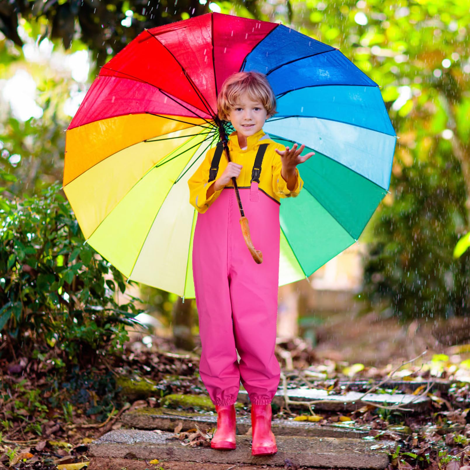 Luwint Pantalones de lluvia impermeables para niños, ligeros, para exteriores, pantalones de lluvia a prueba de suciedad, pantalones de nieve para niños y niñas