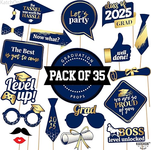 Miniatura 2 de KatchOn, Accesorios para cabina de fotos de graduación 2023  Xtralarge, paquete de 36  Accesorios de fotos de graduación universitarios negros y