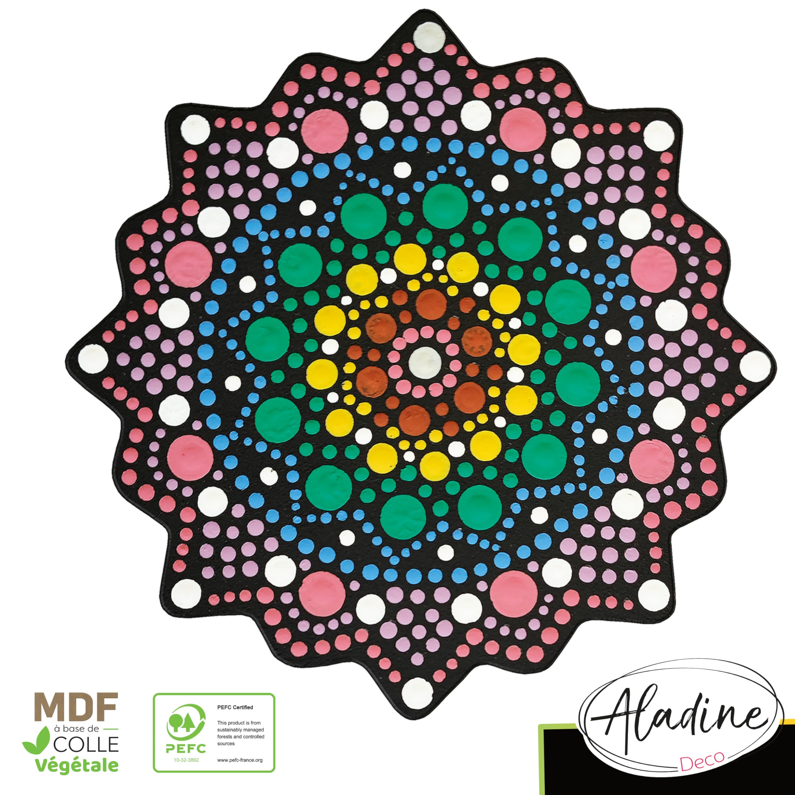 Aladine - Kit Mandala in Dot Painting - Cofanetto 4 stencil Mandala & Strumenti Dot Painting - 85496