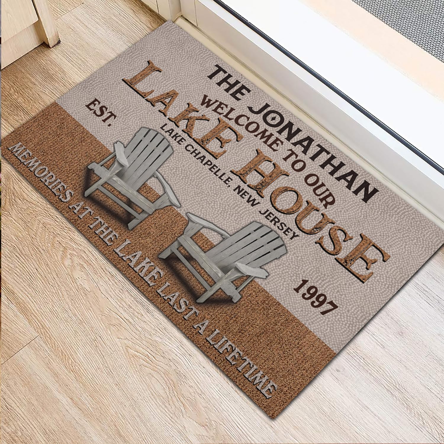 Personalized "Welcome To The Lake House" Doormat – Custom Family Name, Non-Slip Rubber