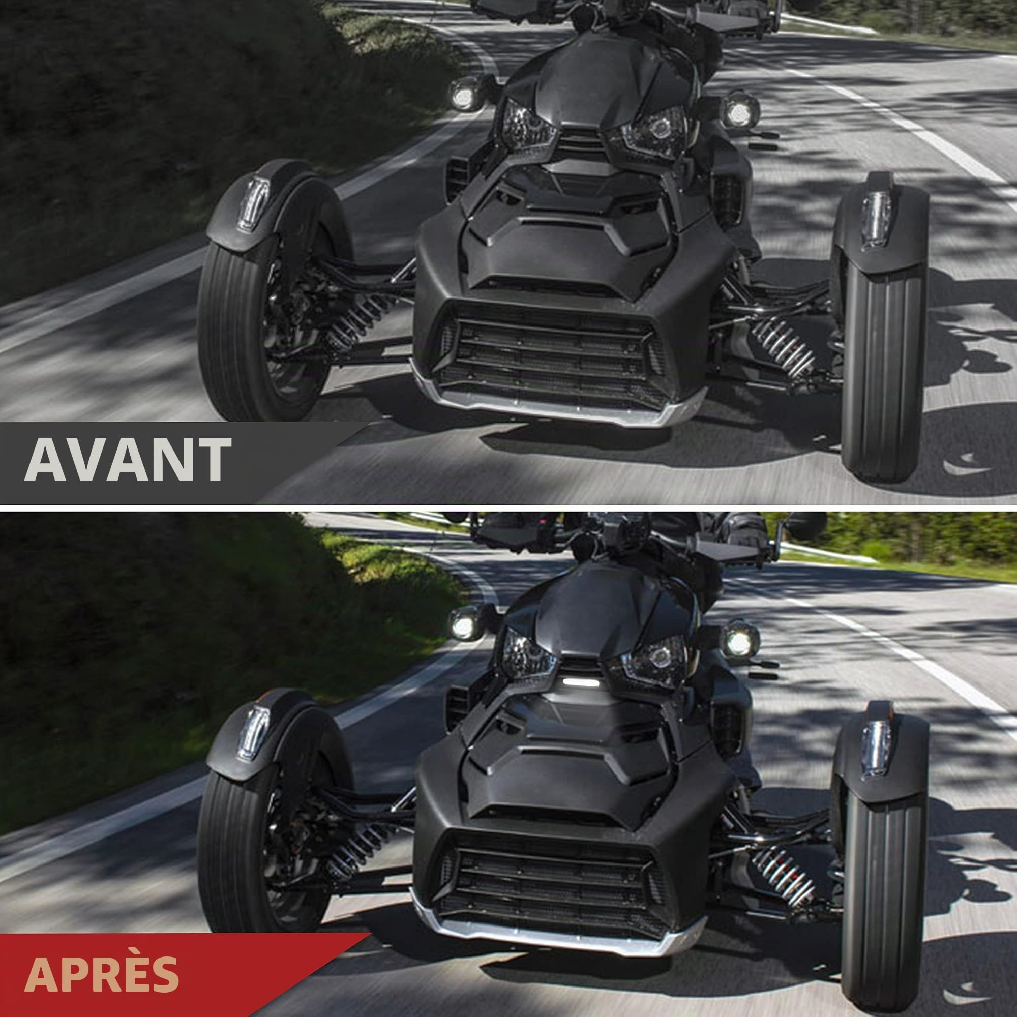 SAUTVS Carénage central avant avec lumière d'accentuation pour Can Am Ryker, carénage avant central noir avec lumière d'accentuation pour Can-Am Ryker 600 900 Rally Edition 2019-2024 Accessoires