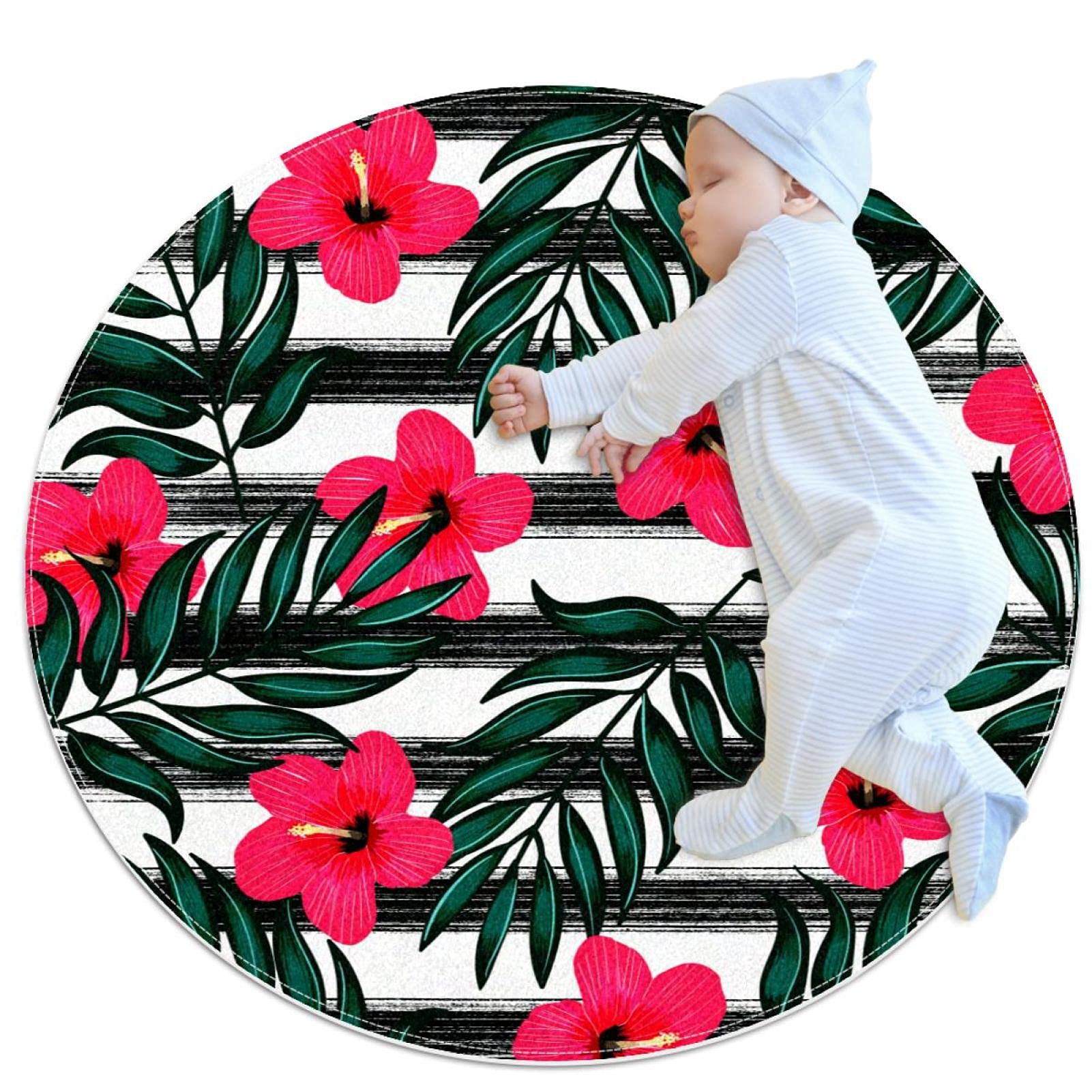 Tapis de salle de bain tropical de 1m de diamètre antidérapant pour chambre