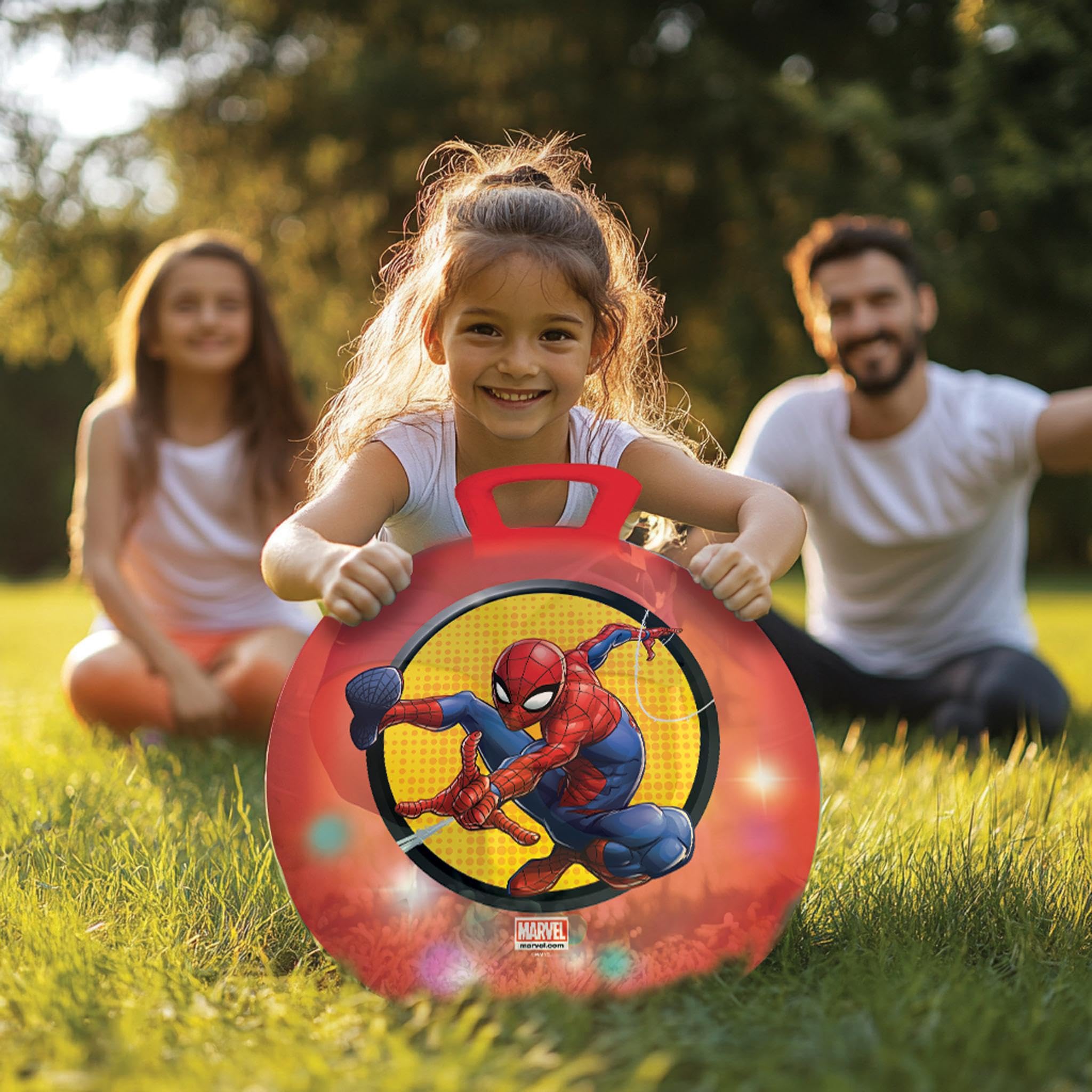 Lexibook, Spider-Man, Palla Saltellante Gonfiabile, Pompa Manuale Inclusa, Plastica Sicura e Resistente, Rosso, BG040SPLXB