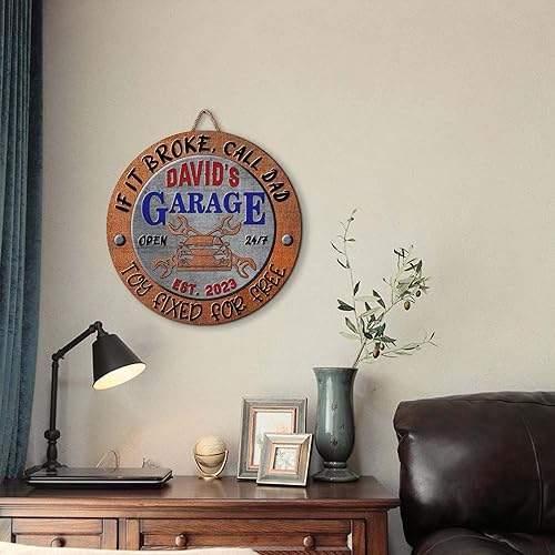 Miniatura 7 de V VIBEPY Letrero de madera personalizado para garaje, patrón de acero, decoraciones de garaje, decoración de cueva para hombres, accesorios de