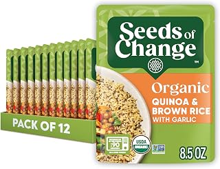 Seeds of Change Organic Quinoa & Brown Rice with Garlic, 8.5oz Pouches (Pack of 12) - 90-Second Microwave Ready