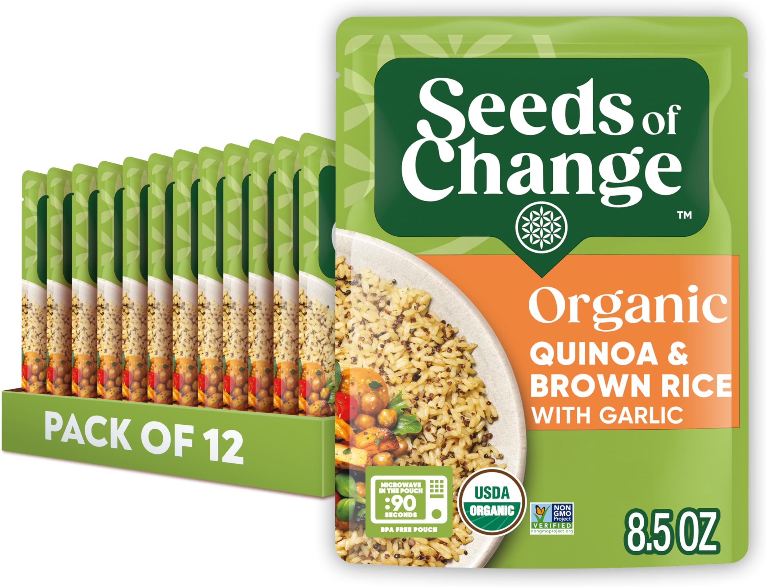 SEEDS OF CHANGE Organic Quinoa & Brown Rice 8.5 Ounce (Pack of 12)