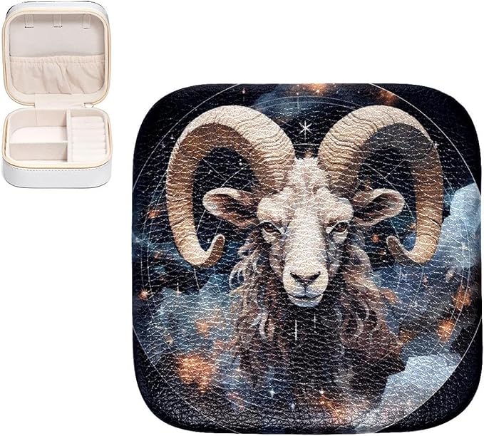 Dragon Sword PVC Leather Jewelry Organizer Box Small Jewelry Boxes Travel Jewelry Case,Portable Jewelry Storage for Rings Earrings Travel Essentials Accessories for Women Girls Sign of Aries