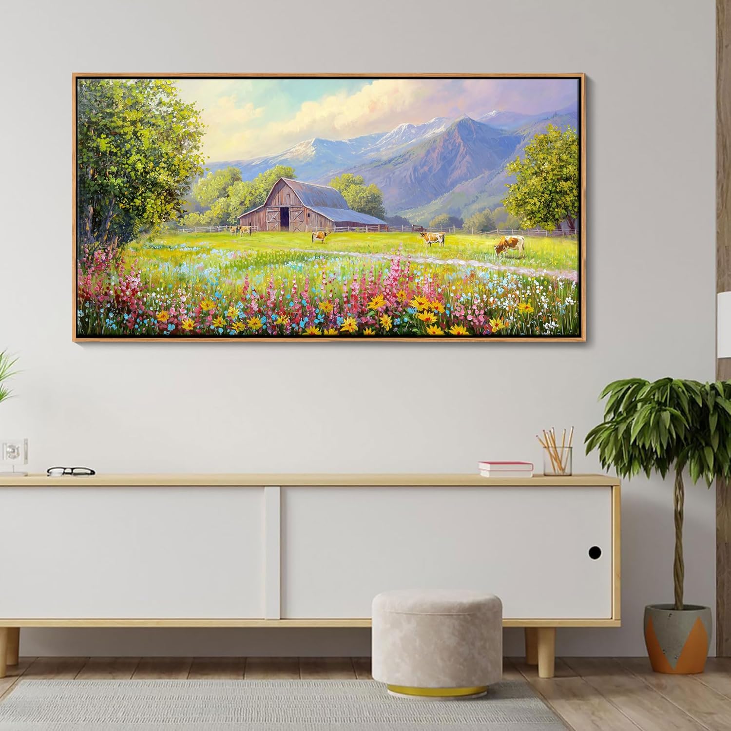 Abstract Wall Art - Modern Colorful Framed Canvas Wall Art for Living Room,Office - Large Decorative Artwork for Bedroom, Aesthetic Room Decor, Oil Painting