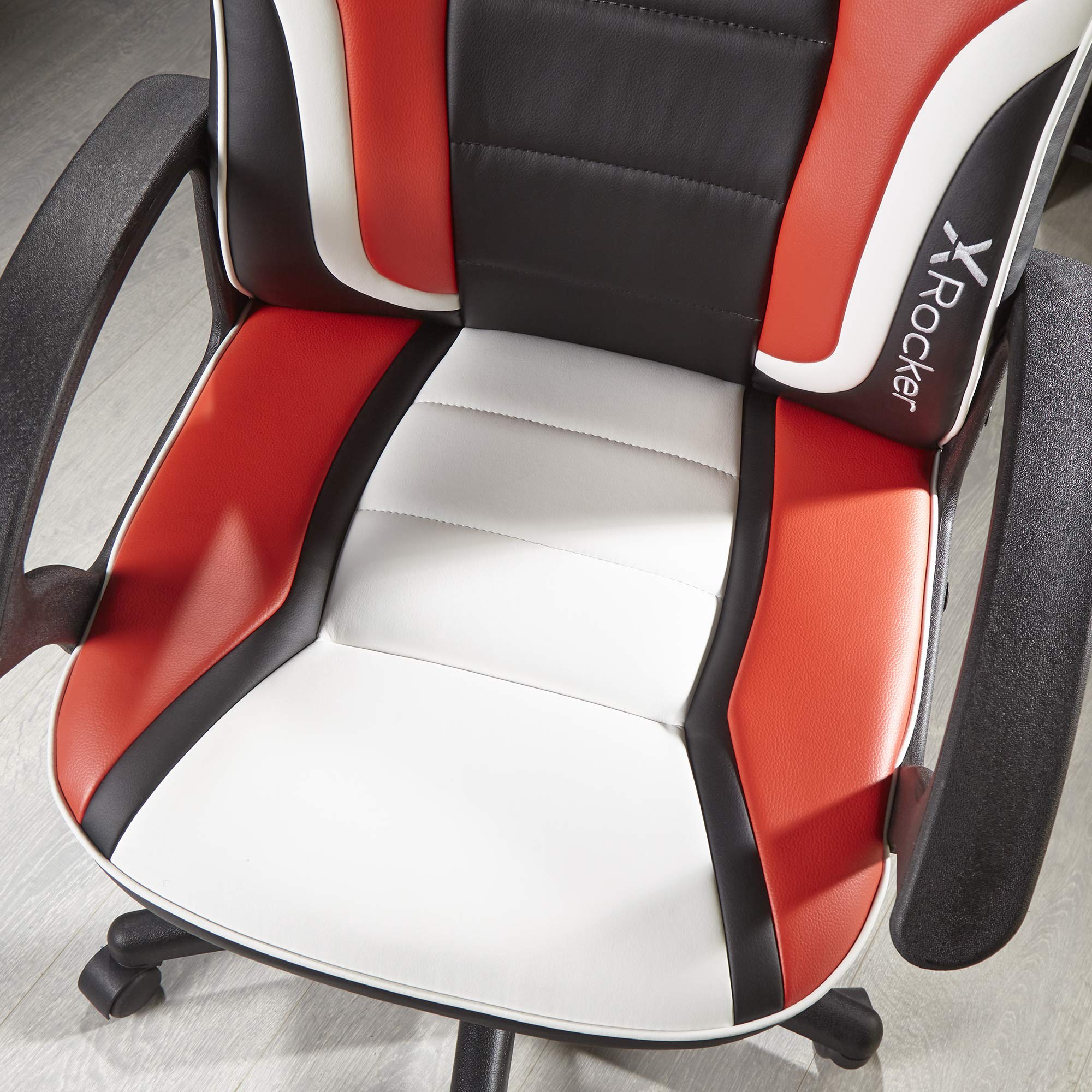 X Rocker Saturn Gaming Drehstuhl – Höhenverstellbar, Für Kinder & Jugendliche, Rot/schwarz, Mit Armlehnen