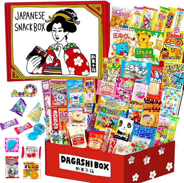 Japanese Snacks & Candy 50 Piece Dagashi Set with KitKat Matcha - Variety Gift Box