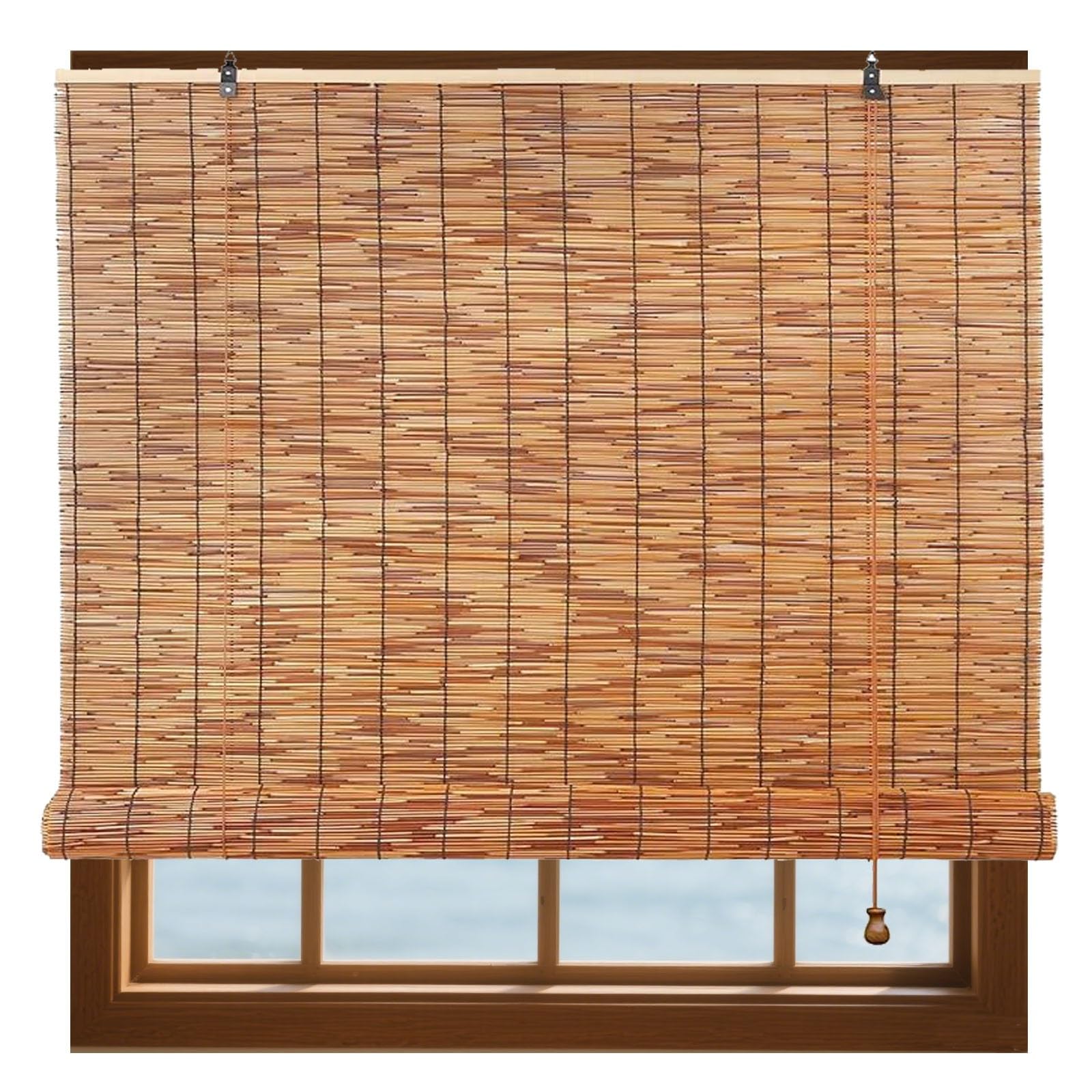 Store en bambou occultant et sans fil pour protection solaire de balcon