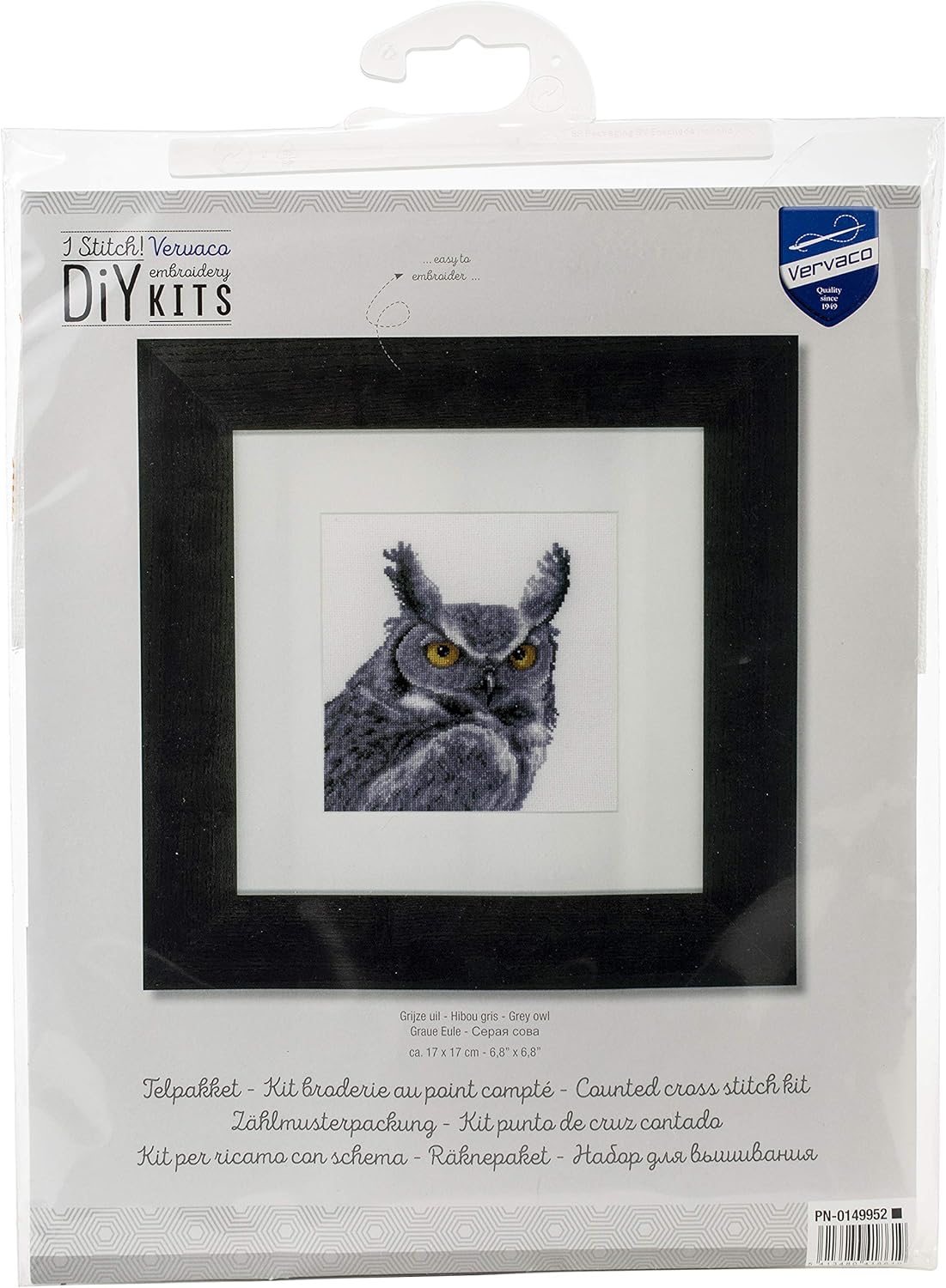 Vervaco Counted Cross Stitch kit Grey owl