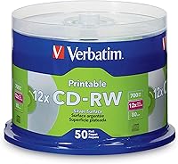 Vista 1 de Verbatim CD-RW 700MB 2X-4X DataLifePlus Silver Inkjet imprimible con hub de marca, husillo de 50 unidades - 95159