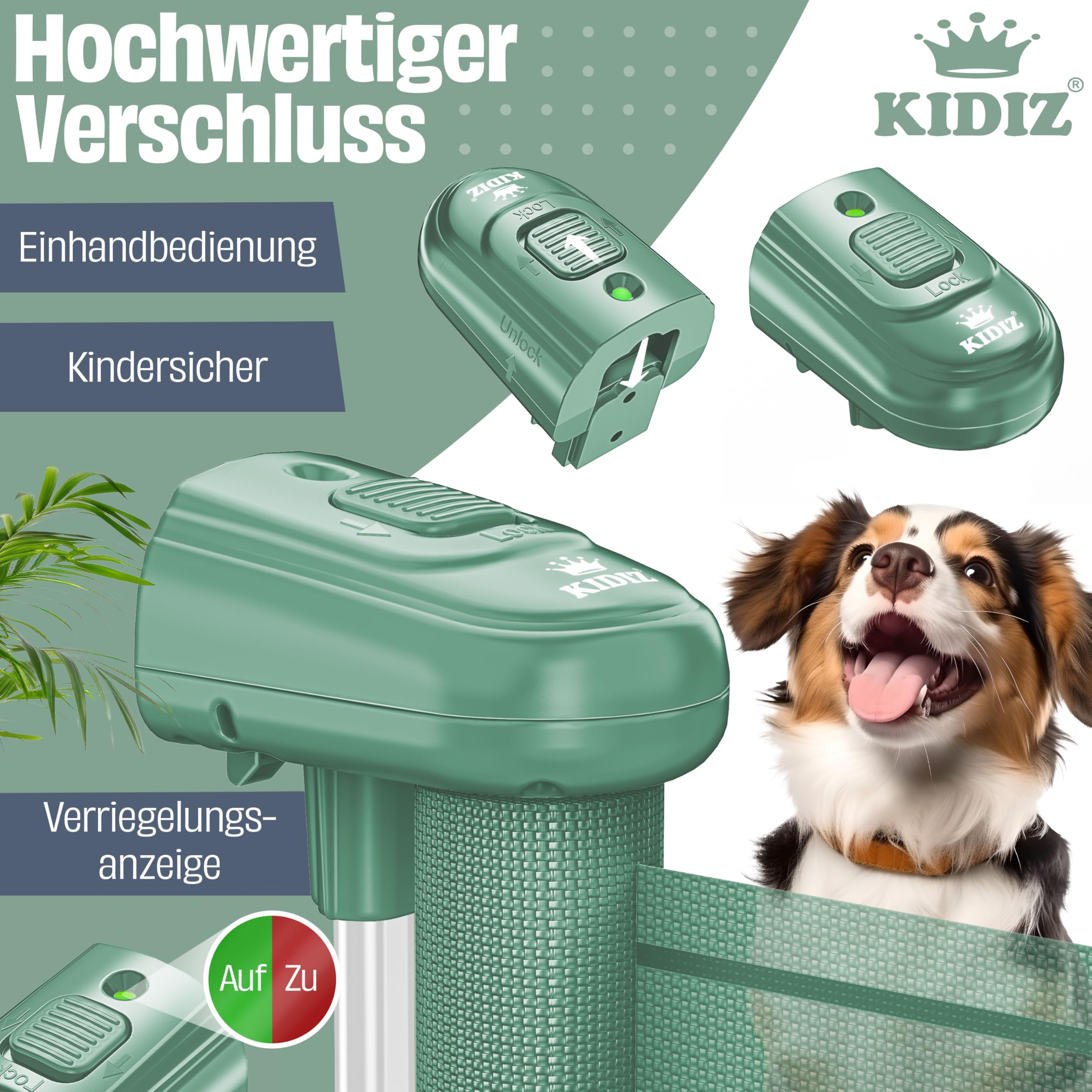 KIDIZ® Barrière de protection d'escalier extensible de 0 à 180 cm - Sécurité enfant pour bébés et animaux domestiques - Grille de protection pour escaliers et portes - Avec ancrage au sol et