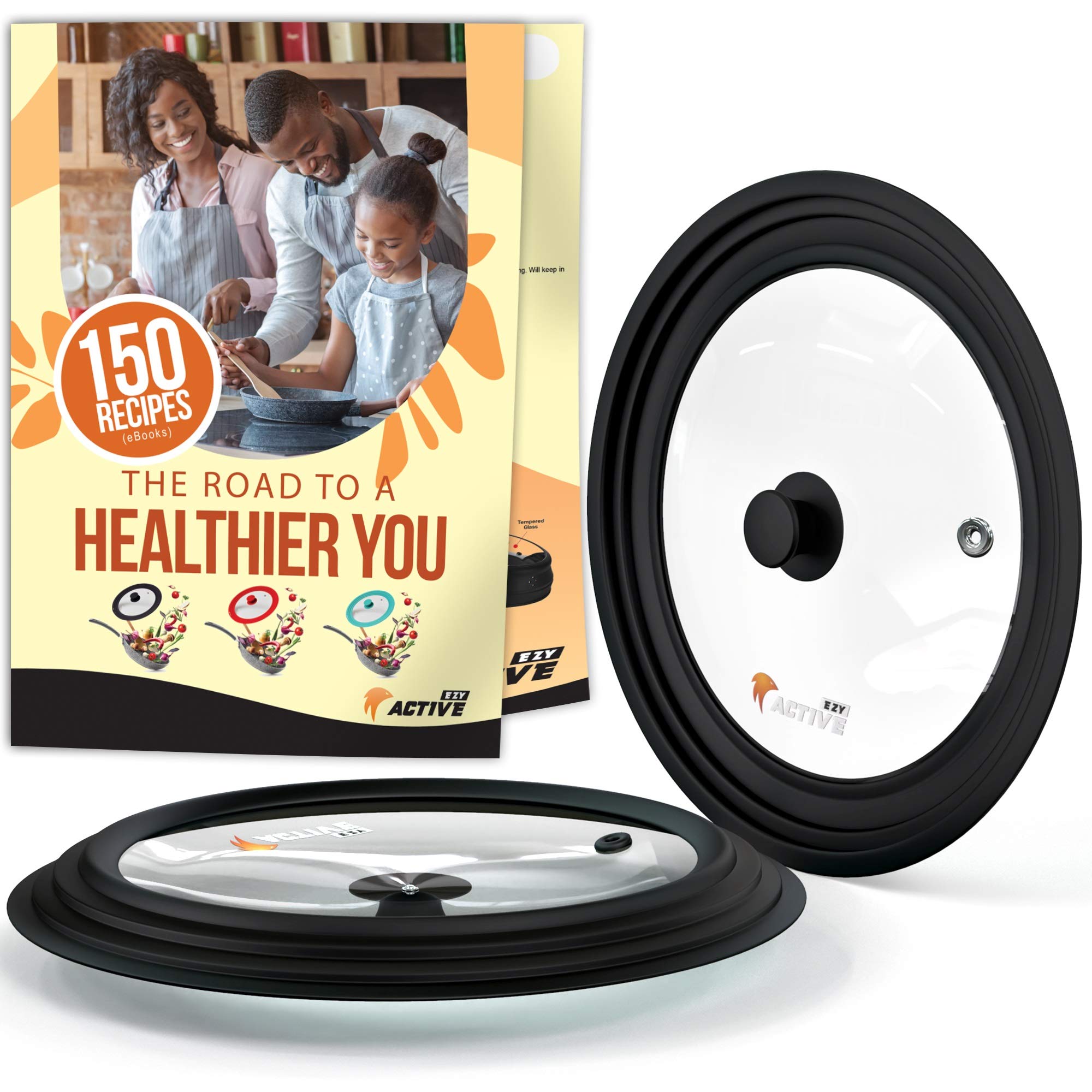 Universal Lid for Pots and Pans, Silicone Lids for Pots and Pans, Pan Lids, [Pack of 2], Frying Pan Cover- Replacement Lids Fits 7-12 inch