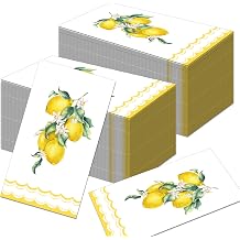 100Pcs Lemon Napkins Paper Napkins Disposable Lemon Guest Towels for Summer Fruit Lemonade Lemons Kitchen Birthday Wedding Baby Shower Holiday Coast Party Decorations