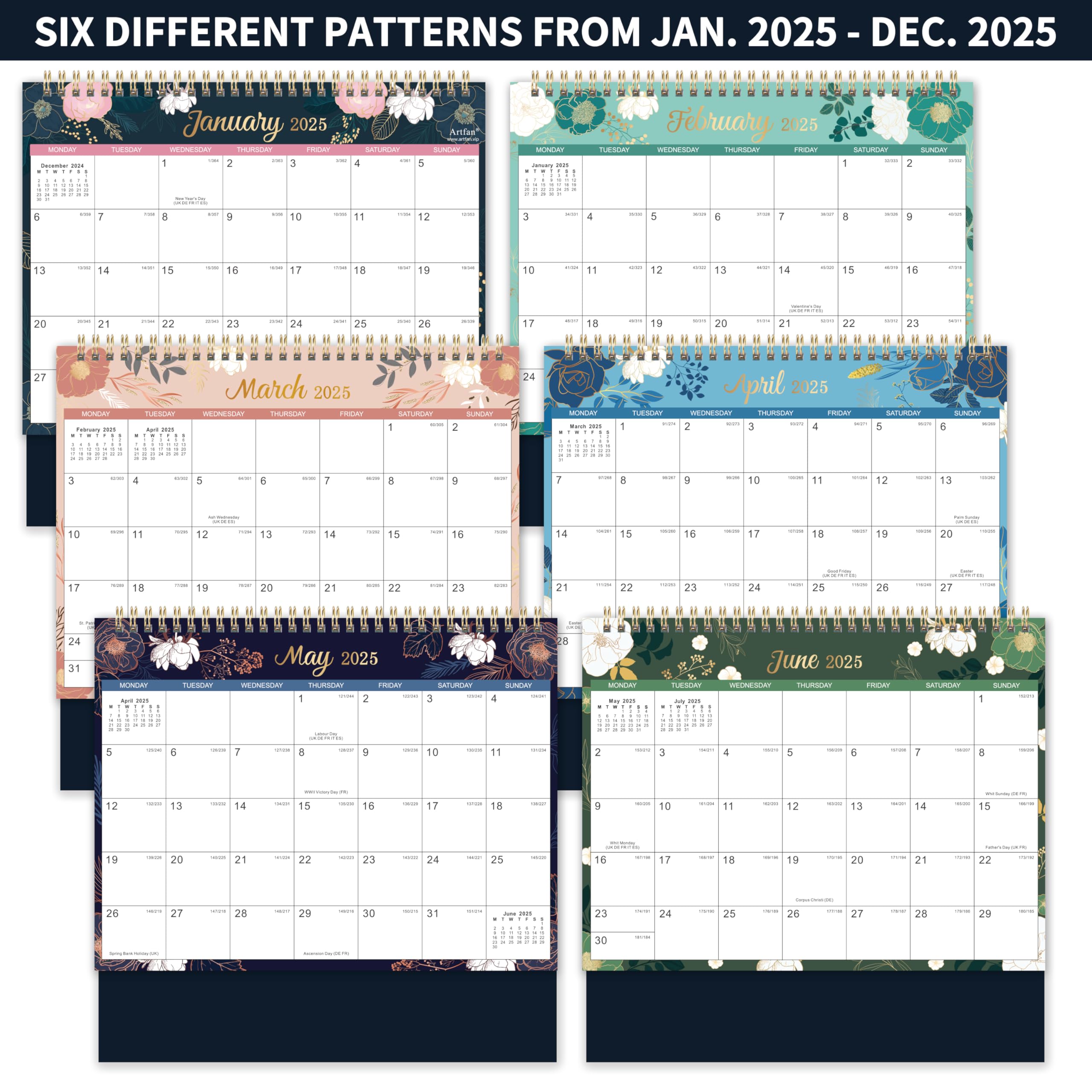 Desk Calendar 2026-2027 (July 2026, Dec 2027), 18-Month Mid-Year Start Calendar with UK Holidays - Image 3