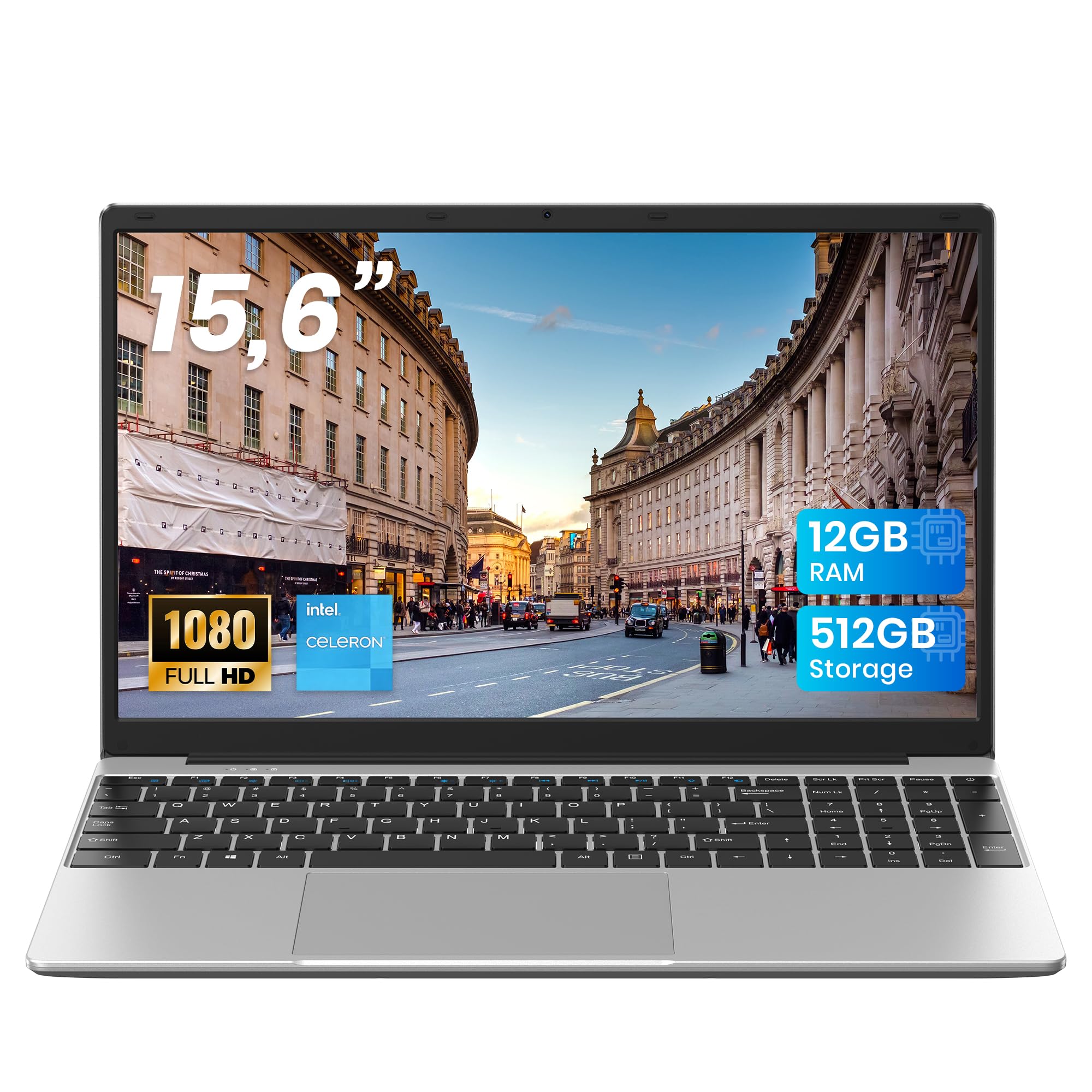 jumper 2026 Gaming Laptop 17,6 Zoll IPS 1920X1200, 16GB DDR4 RAM 512GB SSD, AMD R5 3500U(bis zu 3,7GHz), Leuchtende Tastatur, Leichte Business und Studenten Notebook, Vollfunktionale Typ-C/HDMI/WiFi6