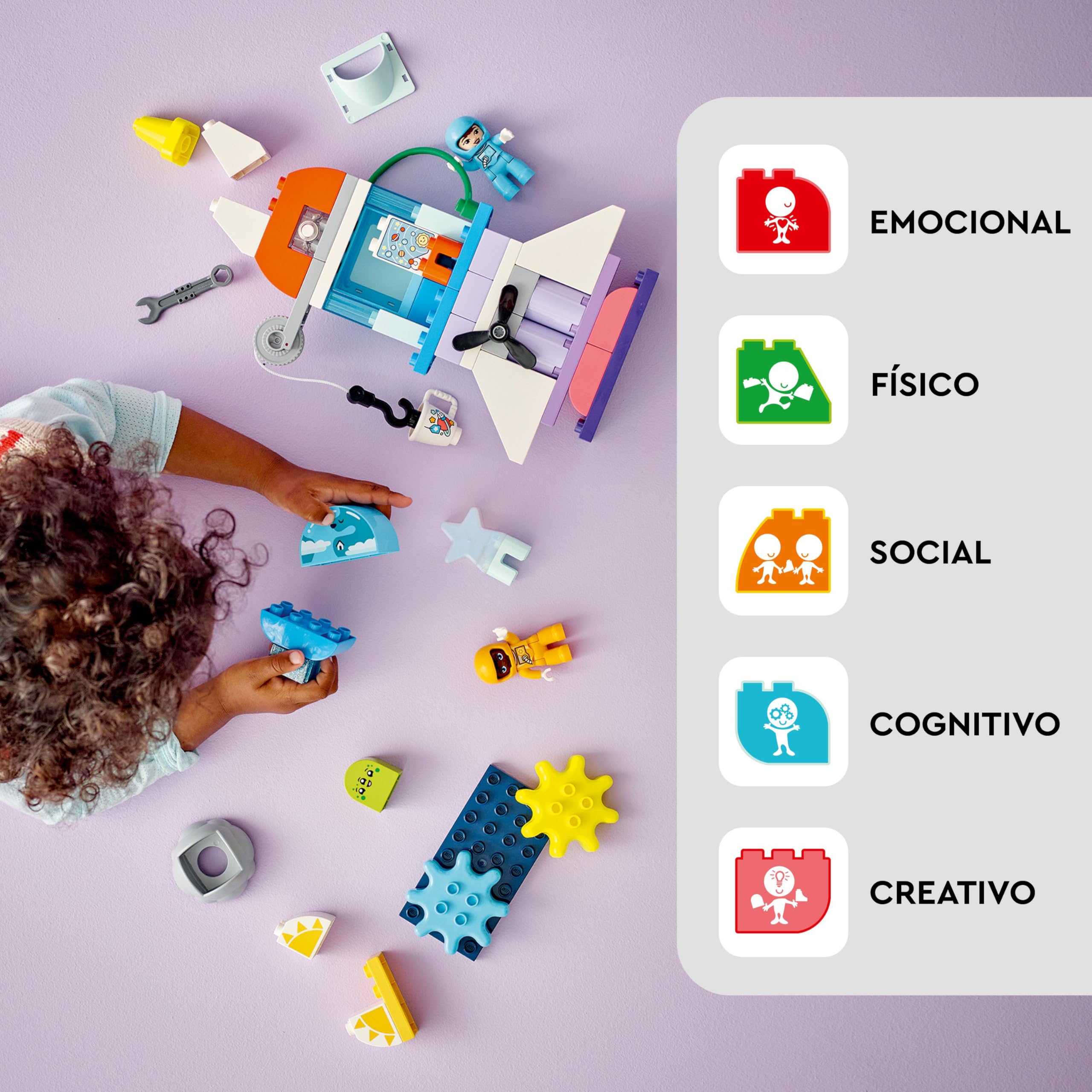 LEGO Duplo Aventura en Lanzadera Espacial 3en1, Cohete de Juguete de Construcción, Juego de Ciencia Educativo para Niños de 3 Años o Más, Desarrollo de Habilidades Motrices Finas 10422
