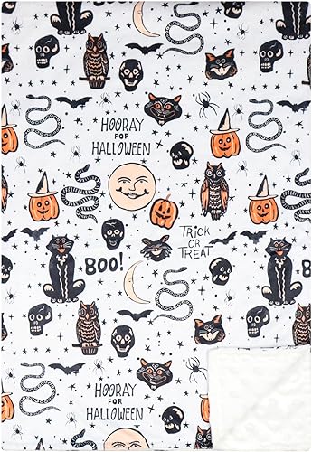 Giggle Angel Manta de felpa de doble capa con respaldo punteado para bebé niña o niño (Halloween 3)