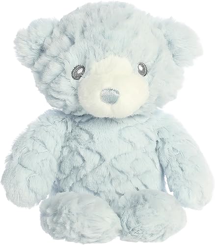 Aurora Snuggly Huggy Bear - Animal de peluche para bebé, compañero reconfortante, juego imaginativo, color azul, 7 pulgadas