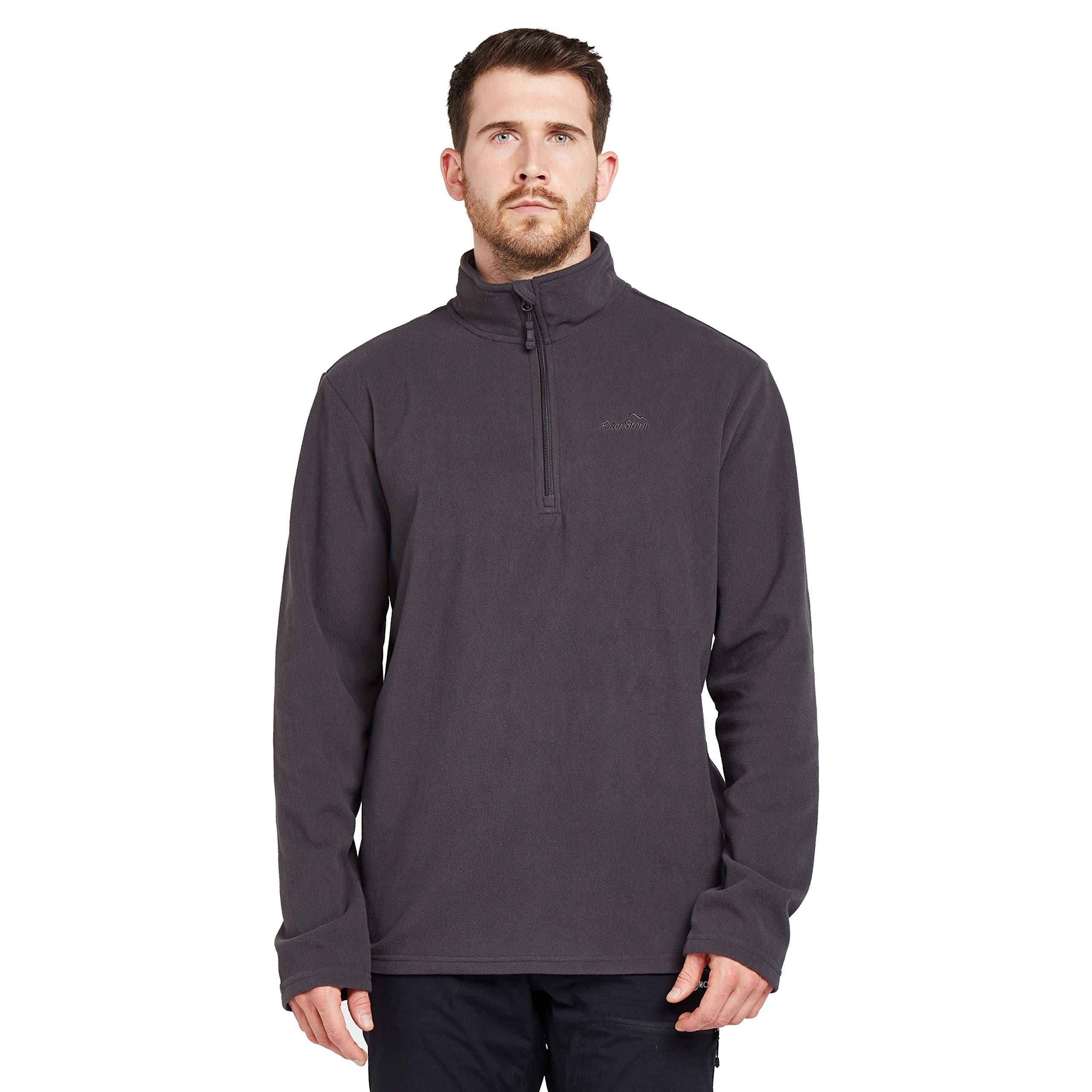 Peter Storm Mens Bracken Half Zip Fleece with Fitted Collar & Hem, Lightweight 60g Brushed Microfleece Midlayer Pullover (UK, Alpha, XXL, Regular, Regular, Grey)