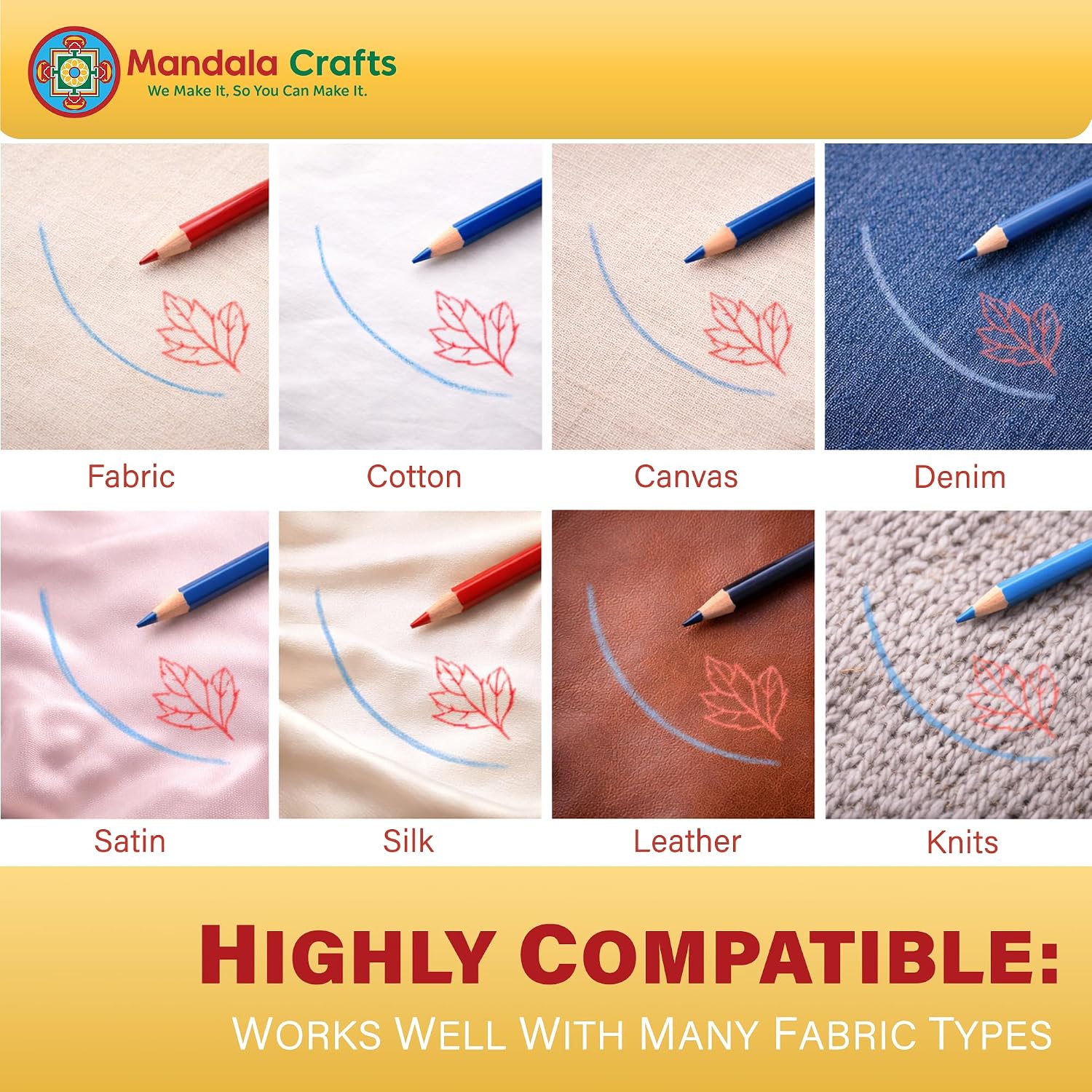 Mandala Crafts 12 White Water Soluble Fabric Pencils for Sewing – Washable Transfer Tailor Marking Pencils & Fabric Marking Tool for Embroidery, Quilting, Dressmaking