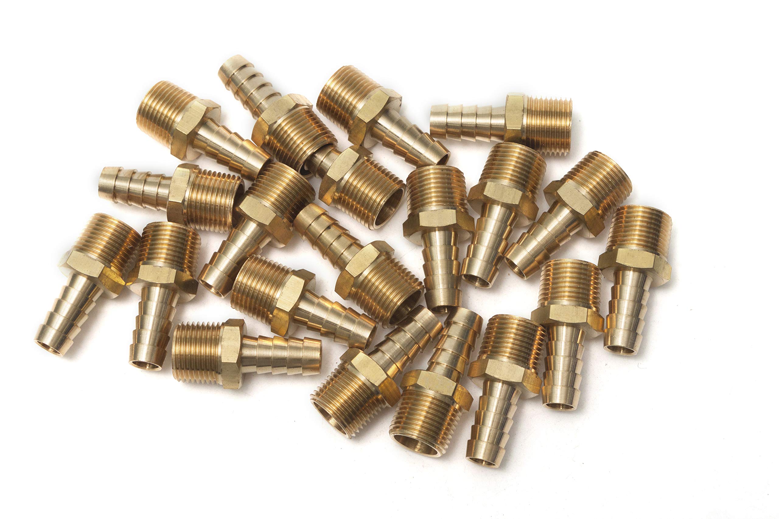 Ltwfitting Men's Pack Of 25 Brass 3/8-Inch Bspt X 10Mm Hose Barb Coupler Adapter Fitting For Vehicle Fuel System, Hvac System (Pack Of 25)