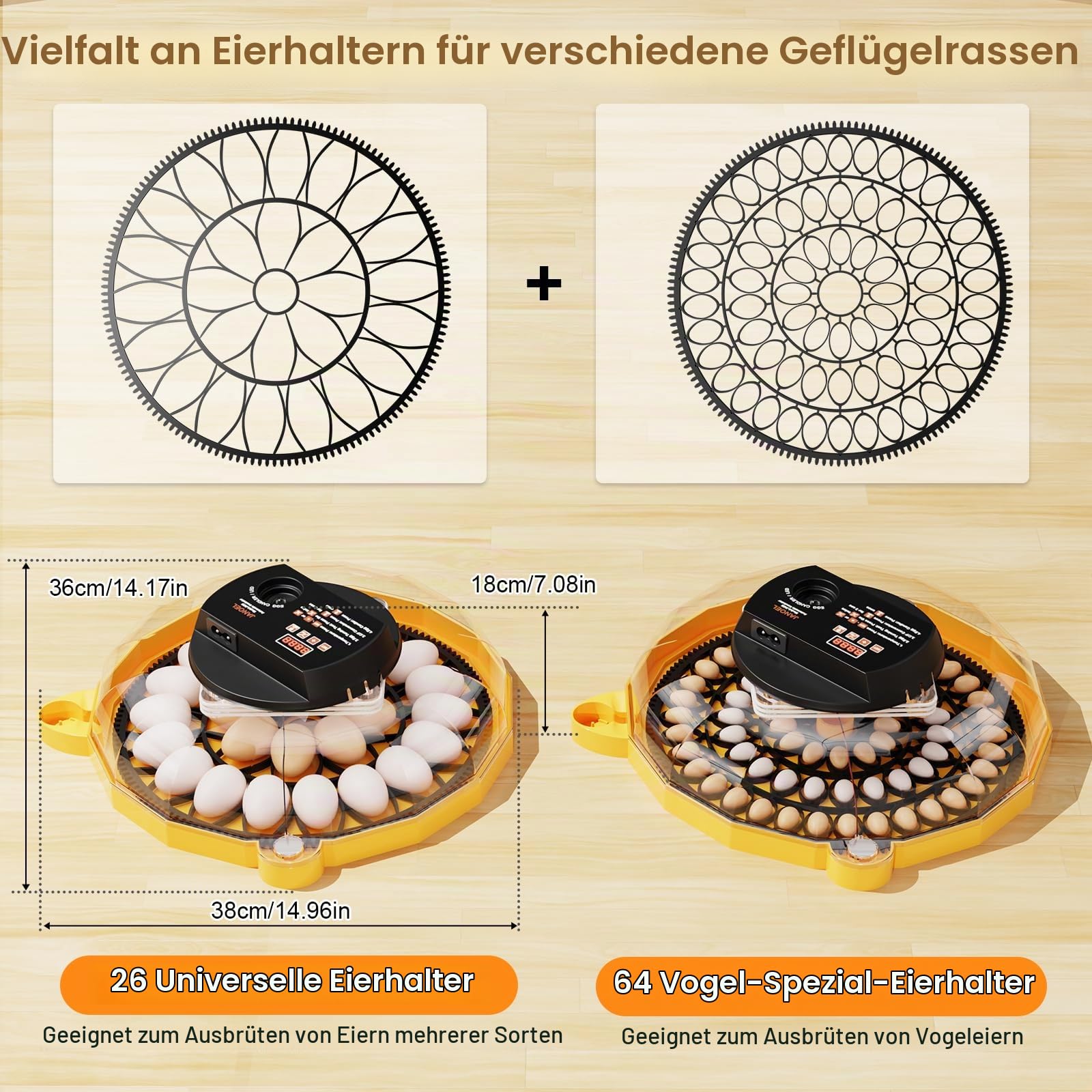 Brutautomat Vollautomatisch für 26/64 Eier Inkubator Hühner 2 Paletten