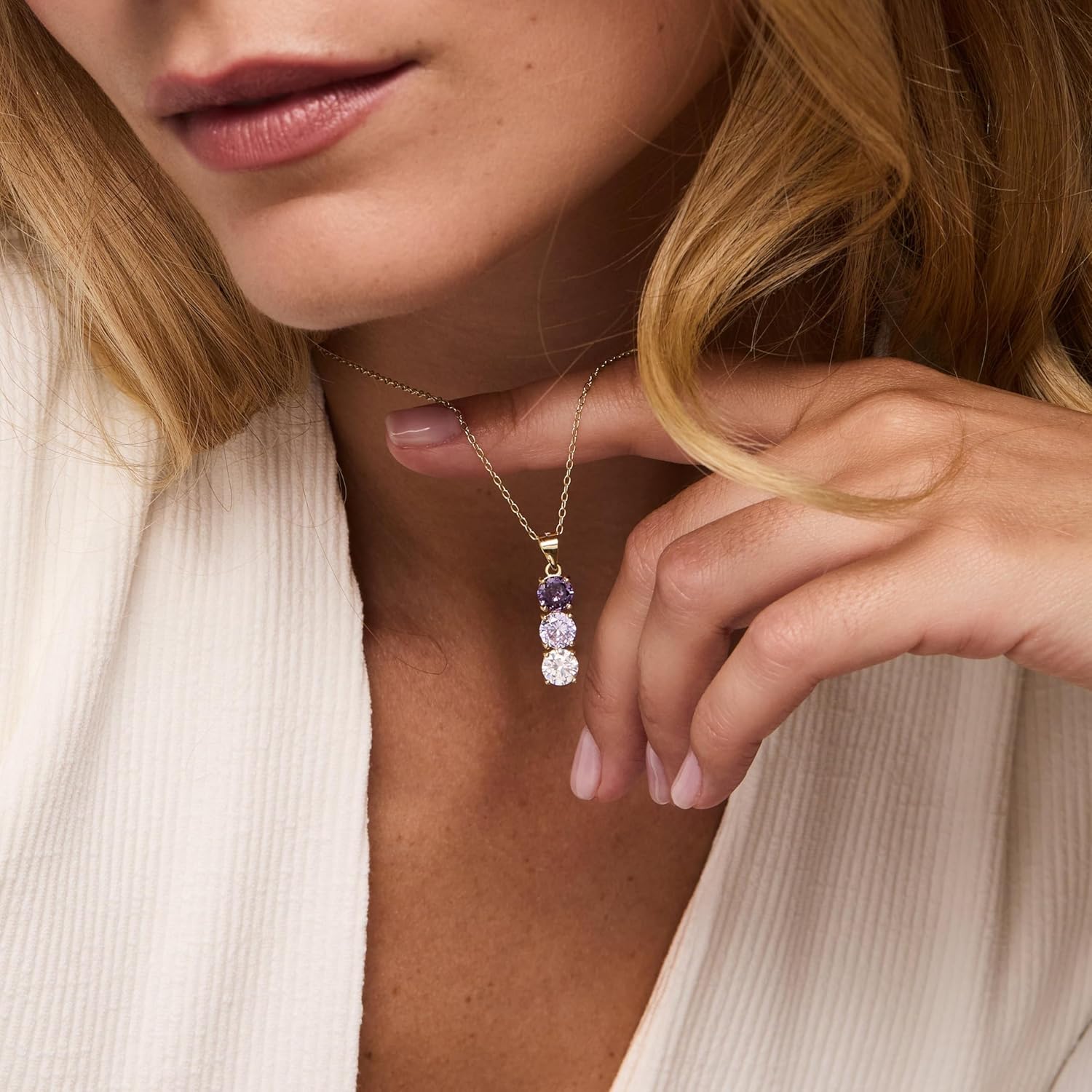 EVE'S ADDICTION 2 Stone Silver Birthstone Necklace - Gifts for Mom
