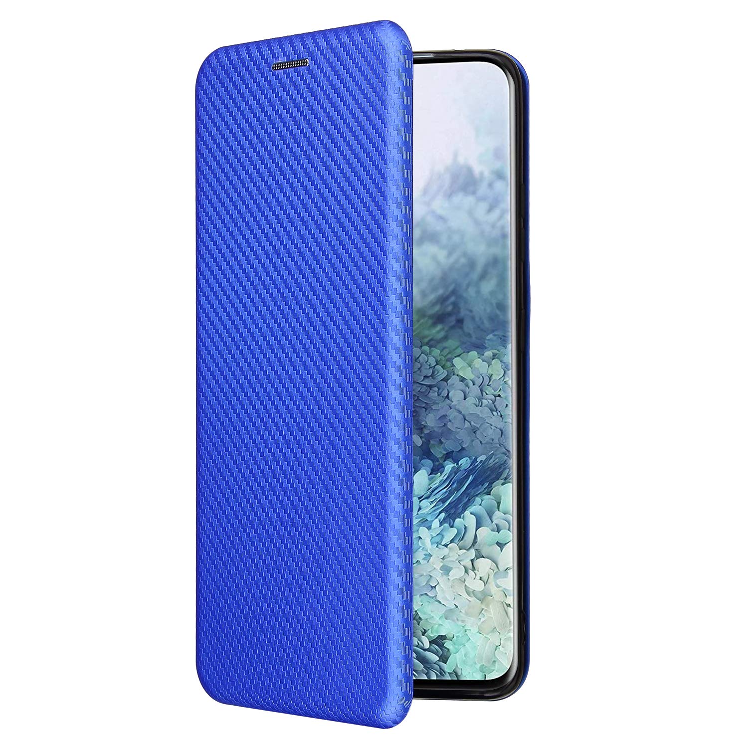 Wallet Case for Nokia C32 Carbon Case, Nokia C32 has Kickstand function, Carbon fiber Phone Case Compatible with Nokia C32-Blue