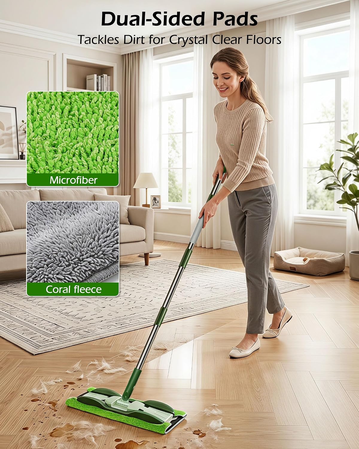 Microfiber Mop - Flat Floor Mops Wet Dry Dust Mop with 4 Washable Pads image 3